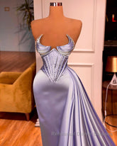 New Arrival Sleeveless Mermaid Semi Formal Prom Dresses With Ruffles Long